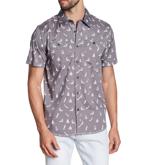 XRAY Sailboat Print Short Sleeve Slim Fit Shirt - Picture 1 of 4